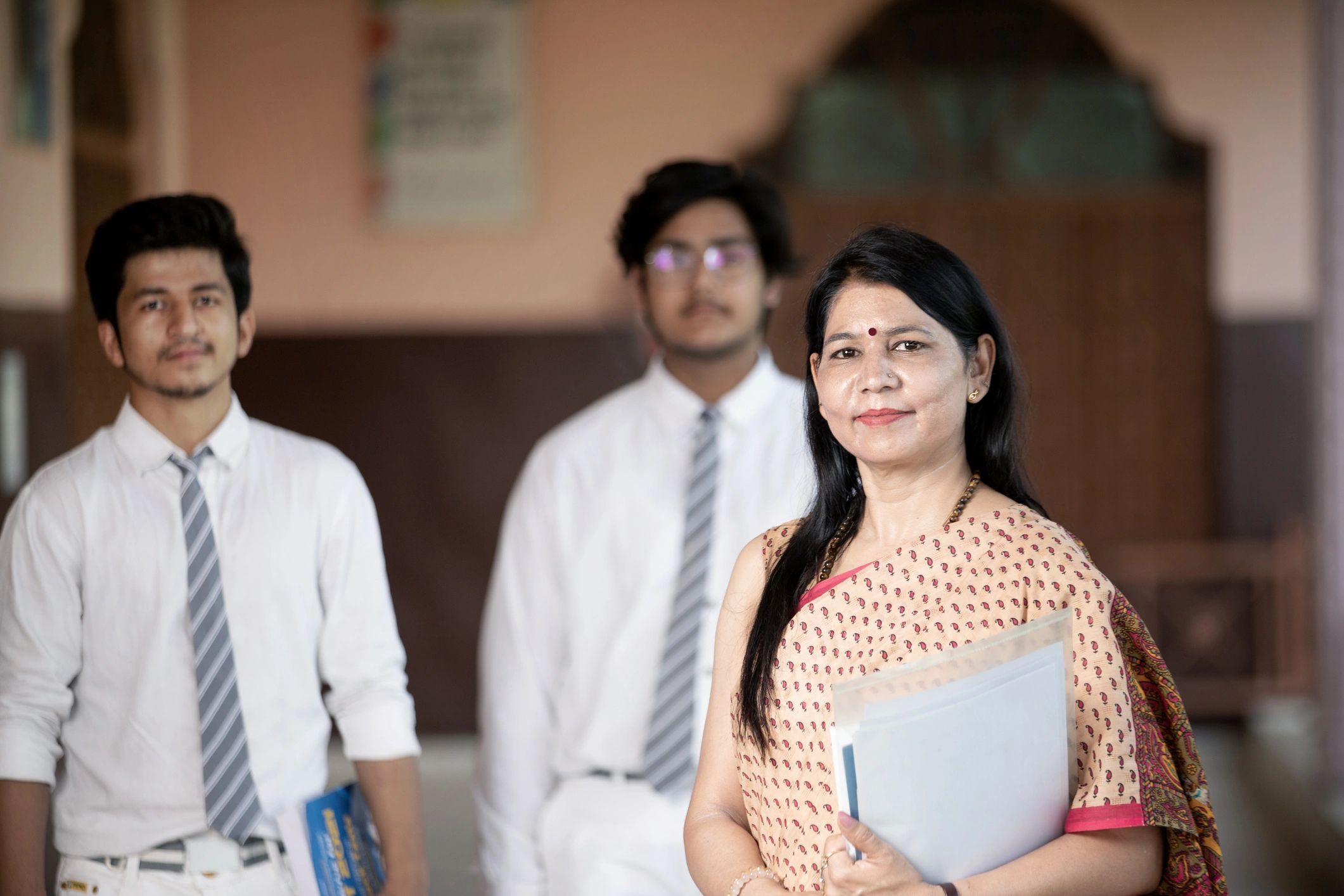 Faculty member with students